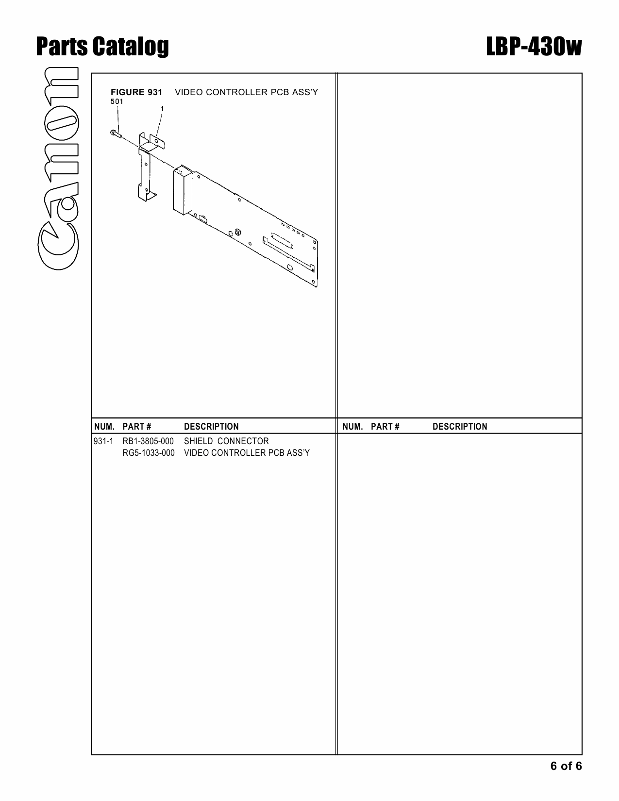 Canon imageCLASS LBP-430w Parts Catalog Manual-6